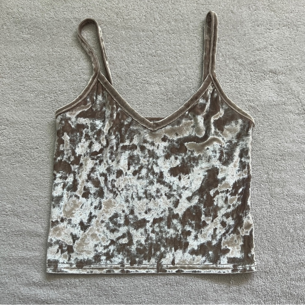 Urban outfitters velvet cream cropped tank